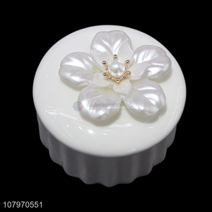 Factory wholesale round porcelain jewelry box ceramic ring storage case
