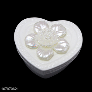 Most popular heart shaped ceramic jewelry box porcelain jewel case
