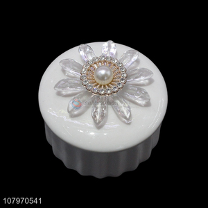 Hot selling round ceramic jewelry storage box case home ornaments
