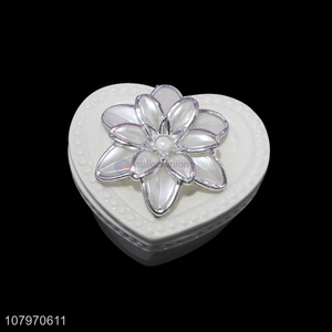 China factory heart shaped porcelain jewelry case round ceramic ring box