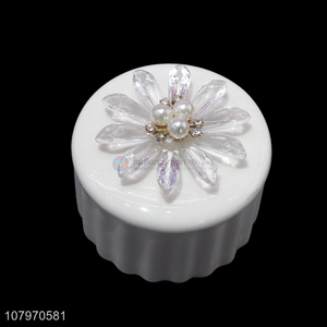 Top product round ceramic jewelry storage box ring holder pendant case