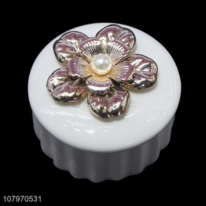 High quality decorative round ceramic jewelry box bangle box ring case