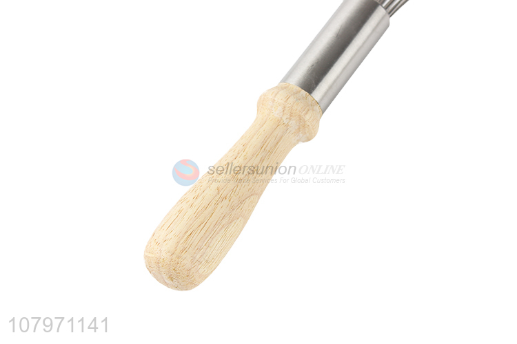 Factory price wooden handle stainless steel egg beater for kitchen