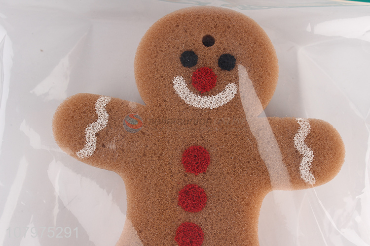 Hot selling gingerbread man shape kids bath sponge for infants
