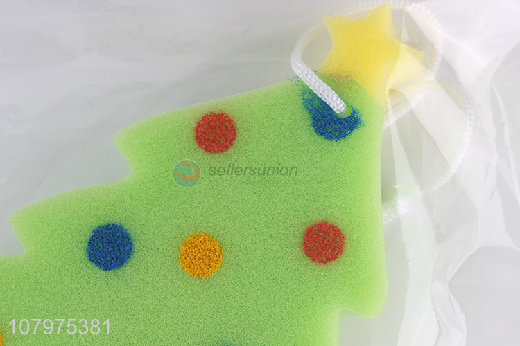 New arrival Christmas tree shape kids bath sponge for infants