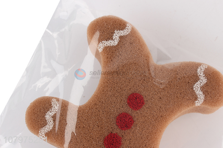 Hot selling gingerbread man shape kids bath sponge for infants