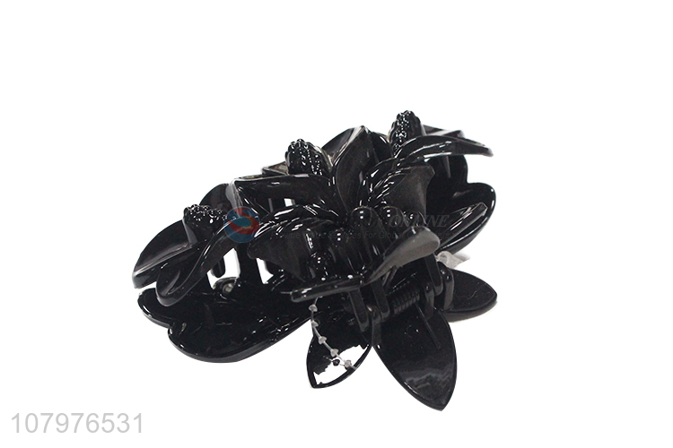 New products black flower shape plastic women hair claw clips