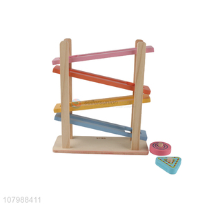 Latest products colourful wooden ramp race toy with high quality