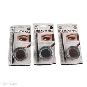 China factory 2-in-1 long lasting waterproof eyebrow eyeliner gel with brush