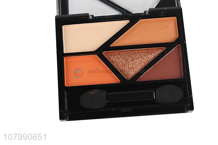 New arrival 5 colors shimmer eyeshadow palette set with eyeshadow applicator