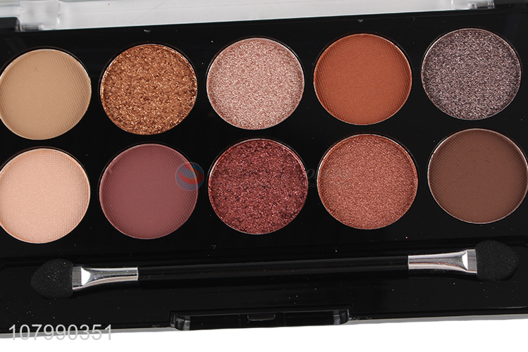 New arrival 10 colors matte metallic eyeshadow palette with eyeshadow applicator