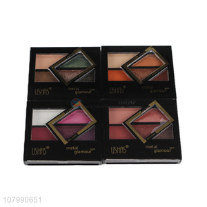New arrival 5 colors shimmer eyeshadow palette set with eyeshadow applicator