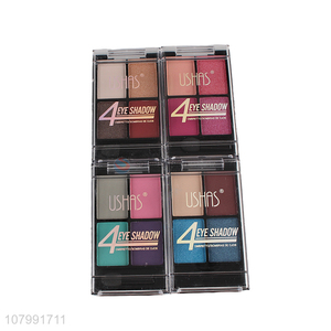 New Arrival Ladies 4 Color Glitter Eyeshadow Palette With Brush