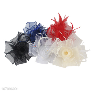 New hot sale tulle flower hair hoop handmade fascinator headband for tea party