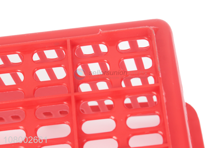 Factory price portable plastic shopping basket with galvanized double handles