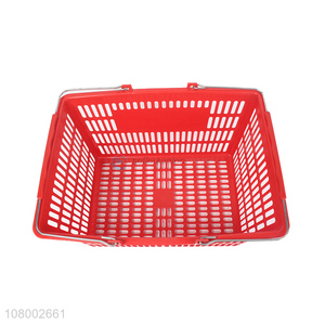 Factory price portable plastic shopping basket with galvanized double handles