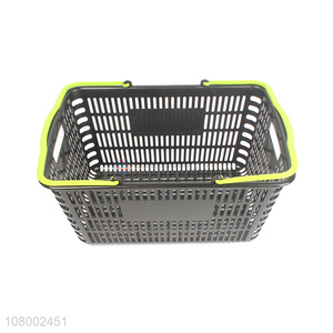 Factory price large stackable plastic shopping basket with double handles