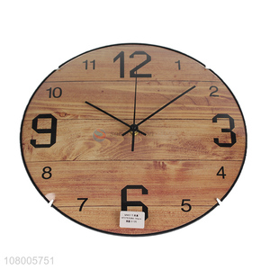 New design creative woodgrain silent wall clock glass wall clock