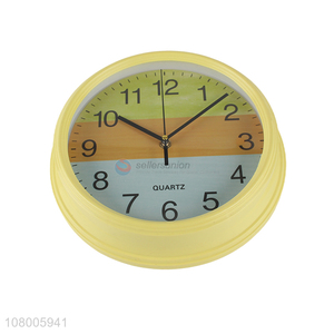 Good price yellow simple round wall clock creative living room wall clock