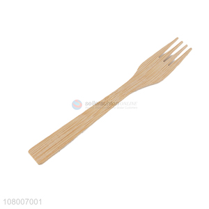 Most popular natural color long handle disposable bamboo food fork