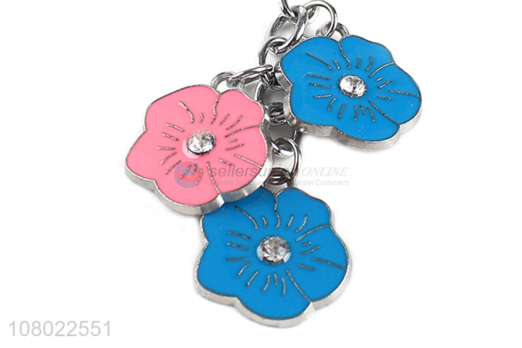 Good quality cartoon metal keychains key ring lovely flower key chain