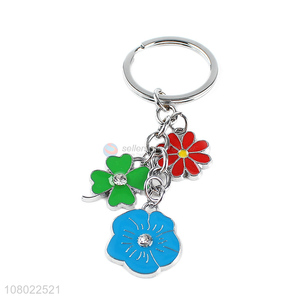 New arrival zinc alloy keychains custom 2D 3D enamel flower key chain