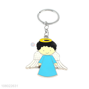 Top product cartoon metal keychains cute key ring angel key chain