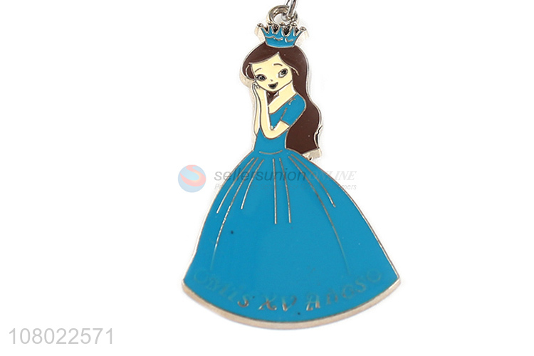 Yiwu market cartoon metal keychains cute key ring princess key chain