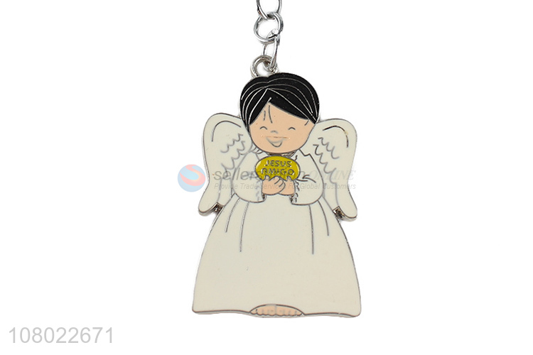 Popular product cartoon angel keychains epoxy key chain key rings