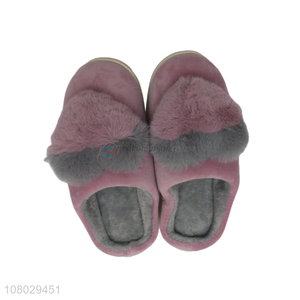 Wholesale stylish 3D heart women slippers rabbit hair slipper for ladies