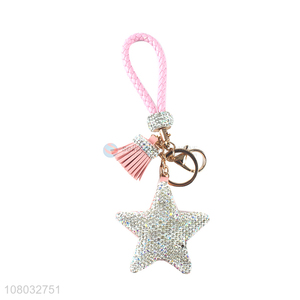 Good sale pink five-pointed star pendant portable keychain