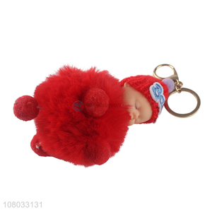 Hot selling red doll creative hair ball keychain pendant