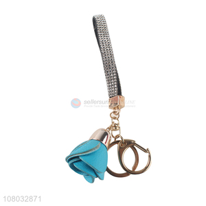 Low price blue rose pendant creative keychain pendant wholesale