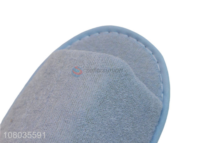 Hot sale blue plush slippers hotel disposable slippers