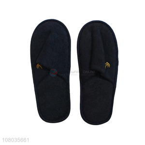 Factory direct sale black plush disposable slippers for hotel