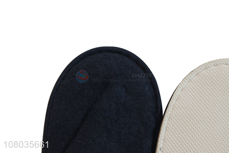 Factory direct sale black plush disposable slippers for hotel