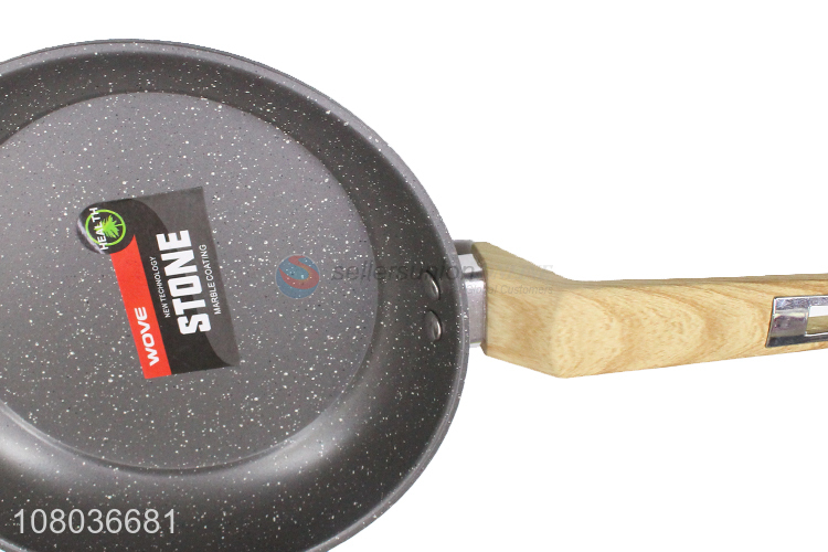 Yiwu market kitchen iron non-stick pan with wooden handle