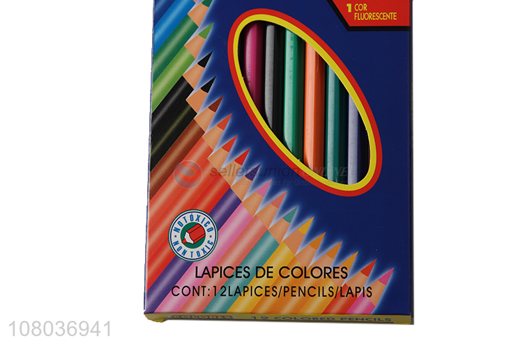 Hot Selling 12 Pieces Plastic Colored Pencils Set
