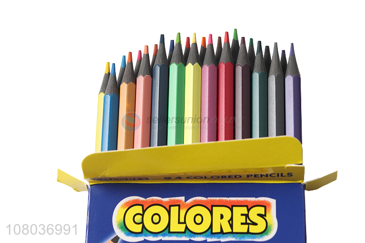 Custom 24 Pieces Plastic Colored Pencils For Children
