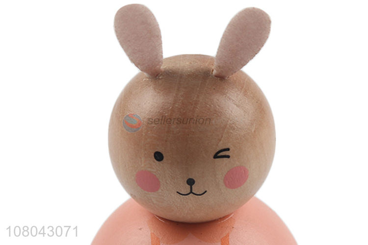 Hot selling decorative wooden rabbit ornament cute wooden gift for kids