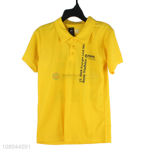 Good sale yellow printed short-sleeved advertising shirt