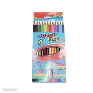 Low price 12 colors wooden colored pencils painting pencils for kids