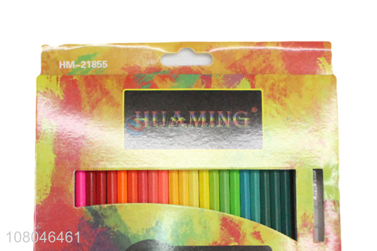 Hot product 48 colors water soluble core wooden colored pencils for kids