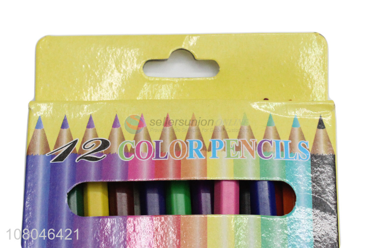 China supplier 12 colors plastic imitated wood colored pencils for gift