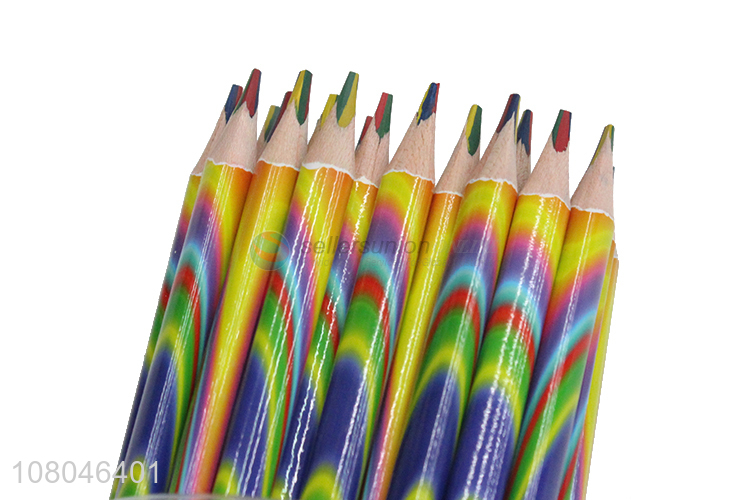 Wholesale 4-color core soft wooden colored pencils for coloring painting