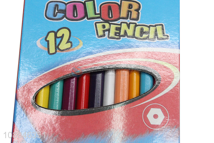 Low price 12 colors wooden colored pencils painting pencils for kids