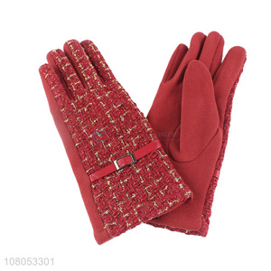 Best selling red fashion outdoor cold gloves for women