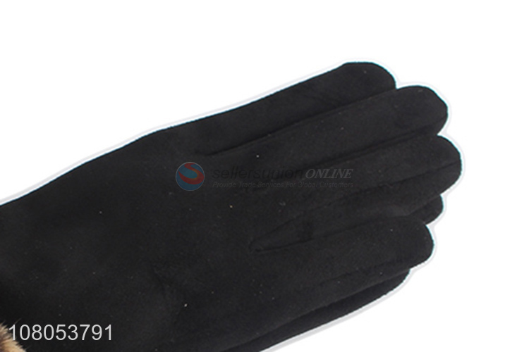 Yiwu wholesale black ladies winter outdoor warm gloves