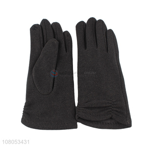 China supplier black simple solid color warm gloves for ladies