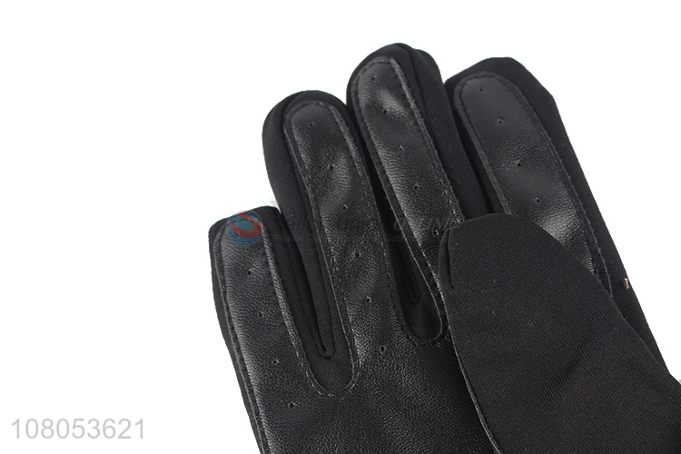 Hot selling balck polyester gloves portable outdoor riding gloves